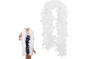 PSFXBM White Feather Boa Turkey Boa Feathers 2m 60g White Feather Boa White Feather Boa Turkey Feathers for Party Bulk Dancing Carnival Christmas Wedding Centerpieces Holiday Decor Home Decor