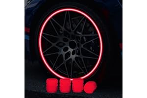 ‎FZQBEY 4 Stück Leuchtende Reifenventilkappe, Universelle Auto Reifen Ventilkappen, Fluoreszierende Autoreifen, Funkeln in der Nacht, Coole Reifendeko, für Reifen für Autos, Motorräder und Fahrräder (Rot)