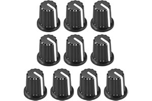 PATIKIL 6mm D Tipo Potenziometro Controllo Manopole per Elettrico Chitarra Acrilico Volume Tono Manopole Nero Bianco, 10pz