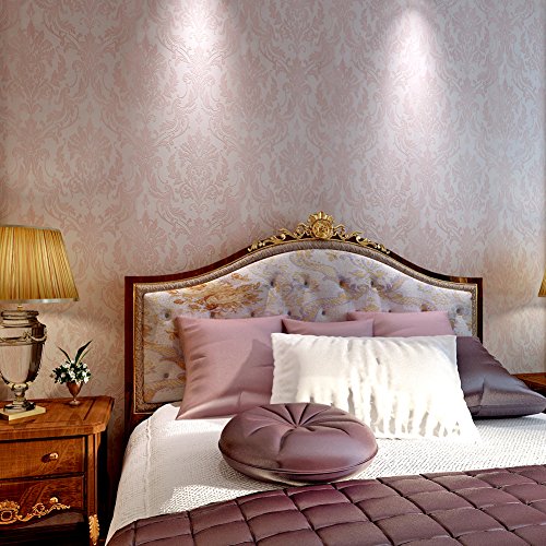 Euro HANMERO®Europa Barock romantische warme Importvlies-Tapete Schaum Beflockung vergoldet Mustertapete 0.53m*10m perlpink für Schlafzimmer, Wohnzimmer, Kinderzimmer - 2