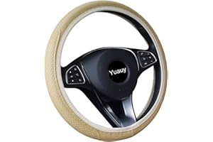 Yuauy Microfiber Leather Steering Wheel Covers Anti-Slip Universal Car Steering Wheel Cover (Beige)