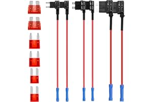 GBULTR 12 Piece Fuse Tap Set 3 Types Mini Circuit Adapter Kit for Cars Trucks & Boats Includes Low Profile Tap Adapters 10A Wire Harness Piggyback Blade Fuses Holder Compatible with 12V & 24V Systems