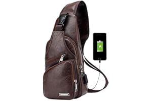 Xieben Leder Schultertasche Sling Brusttasche Crossbody Pack für Herren Damen