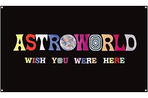 Plttott Astroworld Travis Scott Flag Black, 3x5 Feet Flag Banner, Man Cave Wall Flag with Brass Grommets for College Dorm Room Decor,Tailgates,Parties,Gift