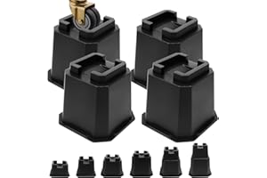 MixDora Bed Risers 5 Inch Heavy Duty Furniture Risers Bed Lift Risers for Caster Wheels or Posts of Bed Table Couch Chair 4 Pack Black (5 Inch)