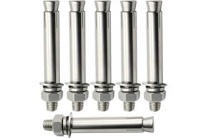 KINDOYO 6 Piezas Tornillos de Expansión M6 - Tuerca Hexagonal Externa de Acero Inoxidable Pernos de Anclaje de Manguito de Expansión Fijación de Alta Resistencia, M6*60/6 Piezas
