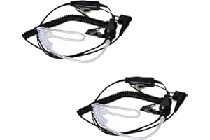 UAYESOK Auriculares de seguridad de 2 pines con micrófono PTT para Motorola CP040 DP1400 GP68 GP88 GP300 CT150 Pro1150 Hyera Midland Radio de 2 vías (paquete de 2)
