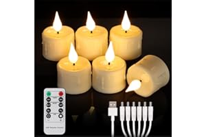 ZIYOUDOLI Candele ricaricabili a LED per Halloween, ricaricabili con timer a distanza, luce bianca calda, dimmerabile, per Halloween, Natale, decorazione per la casa (set di 6)
