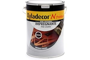 Xyladecor N PROTECT Fondo Impregnante per Legno Esterno a base solvente, Protettivo e Decorativo, Pronto Uso, colore CASTAGNO 5L