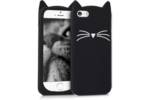 kwmobile Carcasa Compatible con Apple iPhone SE (1.Gen 2016) / iPhone 5 / iPhone 5S - Funda de Silicona para móvil - con Gato
