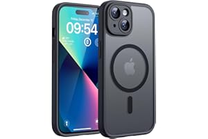 TOCOL Cover Magnetica per iPhone 13 6,1 Pollic, Compatibile con MagSafe, Protezione Fotocamera Integrata, Custodia Antiurto Traslucida Opaca, Nero