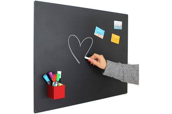 KalaMitica - Tableau Magnétique Mural en Acier, Écrivable à la Craie, Couleur Noir Anthracite, 74x57x0,12 cm