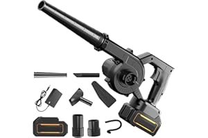 UEZETH Souffleur Batterie 21V, 600w / 3.3m³/Min / 23,000r/Min, Souffleur à Feuilles Souffleurs De Feuilles sans Fil avec Batterie Et Chargeur, Portable pour Neige, Jardins, Cour, Feuille (Noir-1 Batterie)