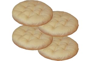 Mozzeilee Set di 2/4/6/8 cuscini rotondi per sedia da pranzo, 40x40 cm, traspiranti, in rattan, per interni ed esterni (crema, 4 pezzi)