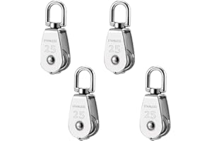 Bohaner 4Pcs M25 Pulley Blocks 150KG 304 Stainless Steel Pulley Wheels Heavy Duty for Rope Shell Pulley Blocks Heavy Duty Single Pulley Block Wheel Swivel Lifting Rope M25