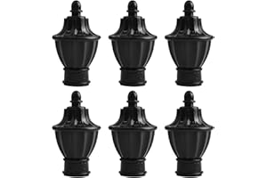 UFURMATE Curtain Finials, 6Pcs Black Plastic Drapery Rail Pole Head Cap Decorative Window Curtain Rail End Curtain Rod Finials Ends, Fits Dia. 28mm/1.1in Curtain Rods (Trophy Shape)