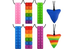 GLAITC Silikon Block Beißring,8 Stück Sensory Silikon Beißring Set für Kinder mit Jungen,Mädchen,ADHS,Autismus,Beißen,Silikon Zahnen Anhänger,Lebensmittelqualität Silikon Sicherheit