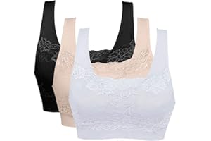 Vertvie Womens Strech Ohne Buegel Push up Yoga Sports BH Bra Top Set Fuer Fitnesstraining Polsterung 3er Pack