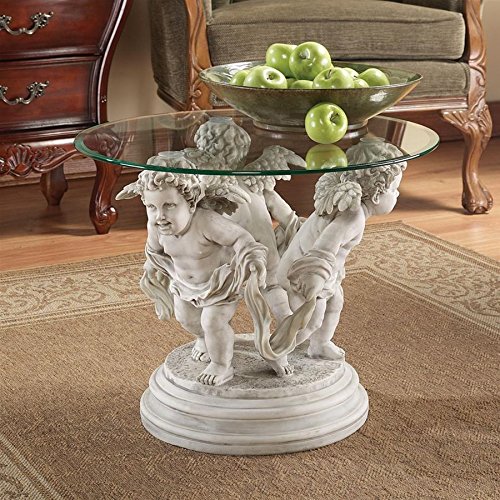 Preisvergleich Produktbild Design Toscano Berninis Cherubinen, Skulpturaler Beistelltisch mit Glasplatte