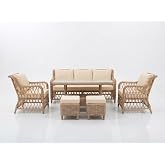 3+1+1 Baklava Model Rattan Bah&ccedil;e Ve Balkon Takımı (KAHVE) | Suya Ve G&uuml;neşe Dayanıklı
