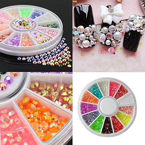 Trillycoler Glitter Mix Farben 3D Nagel Kunst Strasssteine Tipps Dekoration Maniküre Rad DIY