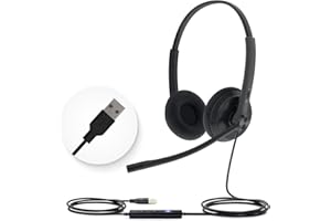 Yealink UH34 Headset Certified for Microsoft Teams USB-A Stereo Headsets with Microphone Noise Cancelling for Call Center Business Office VoIP Phone PC Computer Headset (Lightweight Foam Earpad)