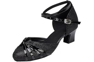 MGM-Joymod Chaussures de danse latine pour femme avec sangle de cheville et nœud à paillettes synthétiques Salsa Tango Jazz Rumba