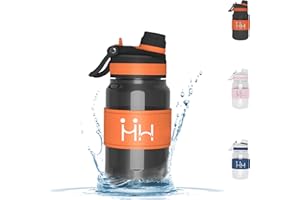 HoneyHolly Gourde Sport, 500 ML Bouteille d'eau, Couvercle étanche avec dessus rabattable et Paille, 2 choix de boissons, sans BPA, Réutilisable, Convient pour Le Camping, Le Cyclisme, l'école