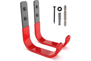 SunVFaFa 10cm Ganchos Pared, Resistentes para Garaje, Ganchos para Colgar Almacenamiento, en J Soporte Herramientas Pared Multiusos, Ganchos para Colgadores para Equipo Deportivo (2 Piezas, 25 kg)