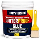 UB Unity Brand Transparent Waterproof Glue for Leakage, Epoxy Resin for Flooring, Crack Seal Agent Waterproofing for Roof Leakage Solution Indoor Outdoor Waterproof Adhesive Sealan (1 kg Glue): 