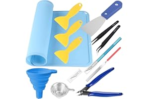 DAOKAI Kit de herramientas de accesorios de impresora 3D de resina Herramientas básicas de impresora 3D con alfombrilla de silicona, espátula, embudo de silicona, pinzas, herramienta modelo