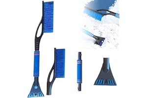 Amebleak Auto Eiskratzer 60cm, 2 in1 Auto Reinigungsbürste Eiskratzer Schneebesen mit Besen, Auto Schneebürste Schneekratzer und Bürste mit Schaumstoffgriff für PKW, LKW und SUV (Blau)
