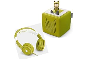 tonies Boxine Toniebox Starterset Grün mit Kreativtonie + Kinderkopfhörer Lauscher