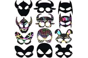 MEZHEN Halloween Máscaras para Superheroes Máscara Rascar Scratch Art Niños Máscaras Dibujo para Navidad Pascua de Resurrección Cumpleaños del Niño