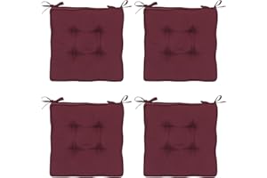 RACE LEAF Garden Chair Cushions,Chair Pads,Seat Pads for Dining Chairs,Cover Indoor Outdoor Seat Pad Cushions,for Your Living Room, Patio,Car,And More (square Pack of 4, Red)