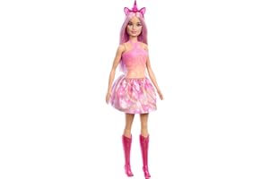 Barbie Poupées Licorne aux Cheveux colorés Fantaisie, aux Tenues avec Effet dégradé et aux Accessoires sur Le thème de la Licorne, HRR13