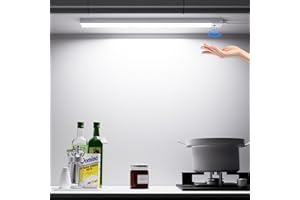 TOPPLEE Lampes LED pour Armoire de Cuisine, 41cm Lampe de Placard avec Capteur Sans Contact, Blanc Froid 6000 K, Intensité Variable, avec Prise, Réglette LED Convient pour Cuisine Etabli Vitrines