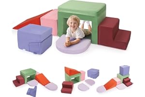 CUPCHID Toboggans d'intérieur et Structures de Jeux,Parcours motricité bébé, Bloc Mousse motricité bébé de Souples géants en Mousse,Jouets d'escalade pour Les Tout-Petits de 1 à 3 Ans (JMN-254)