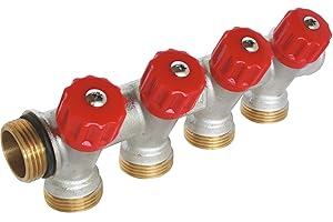 SOMATHERM FOR YOU - Sanitary Kollektor, vernickeltem Messing, Male-Female 20/27, selbstdichtenden und ausgerichtet, 4 Zweige mit Ventil Absperrventil ausgestattet in 3/4 Malen Ek