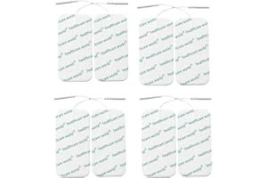 Healthcare World – Électrodes TENS 5×10 cm précâblées (8 pièces) – Pads adhésifs réutilisables compatibles TPN, Lloyds, NeuroTrac – Soulagement des douleurs musculaires, articulaires et nerveuses