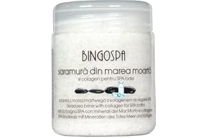Sali da bagno ai minerali del Mar Morto, con collagene: per rigenerazione cutanea, acne, cellulite, smagliature, problemi della pelle, screpolature, problemi dei capelli 550 g BINGOSPA