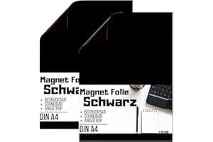 ‎MAGNET-KAUF [2 Stück] Magnetfolie DIN A4 - Magnetband - Bedruckbar und Beschreibbar - KFZ Magnetfolie - Magnet Folie zum Beschriften zum Schneiden Stanzen und Basteln (Schwarz)