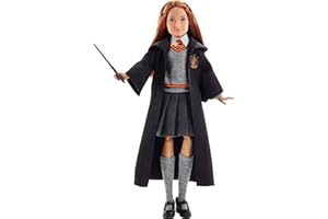 Mattel Harry Potter Ginny Weasley - mundur Hogwartu, szata Gryffindoru i spersonalizowana różdżka dla fanów i kolekcjonerów, 11 przegubów do walki z Voldemord, FYM53