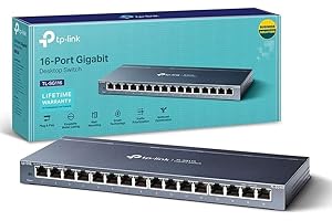 TP-Link TL-SG116 16-Port Desktop Gigabit Network Switch, Green Power-Saving Ethernet Splitter, Support 802.1p/DSCP QoS and IGMP Snooping Function, Wall-Mounting Design, Plug & Play