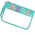Mayoii Letter Embroidery Preppy Medicine Bag, Waterproof Clear Makeup Bag, Travel Toiletry Storage Bag, Multifunction PVC Cosmetic Bag for Women Girls (Green)