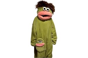 MRLTOP Roligt grönt monster Onesie pyjamas med huva för tonåringar och vuxna unisex ultramjuk plyschfleece en del myskläder d