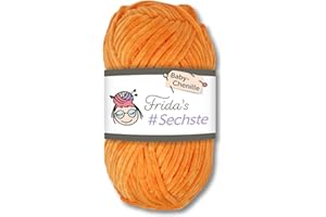 Frida's Wollhaus Frida's Pelote de laine Amigurumi - 50 g - Sixième fil chenille pour bébé - Pour tricot et crochet - Velouté - 30 couleurs (852 - Orange)