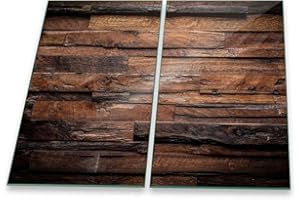 DECORWELT Herdabdeckplatte Abdeckung Ceranfeld Abdeckplatte Schneidebrett 2-Teilig 60x52 Bretter Braun Spritzschutz Glasplatte Ceranfeldabdeckung Schutz Herdschutz Sicherheitsglas Glasschneidebrett 2x30x52