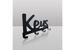 THE BOG STANDARD Wall Mounted Key Holder with 4 Hooks, Coat Rack,Letter Storage,Screw and raw Plugs Included,Cast Iron,Ideal for The Kitchen or Bathroom,Decorative and Ergonomic Design Molded into The Word Keys