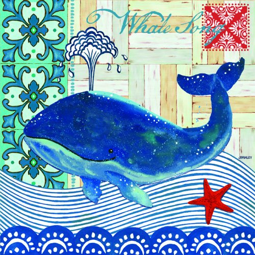 Paperproducts Design 1251256 Paper Beverage/Cocktail Napkin, 5 by 5-Inch, Whale Song Blue